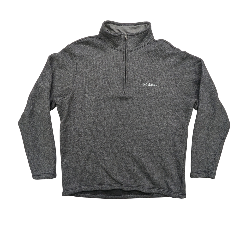 Columbia Pullover Mens Large 1/4 Zip Gray Mock Neck Sweater Fleece AM1534